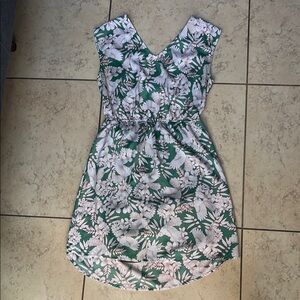 Floral Green and White Dress